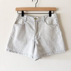 Zara Striped White and Blue Women Shorts 100% Cotton Size 6